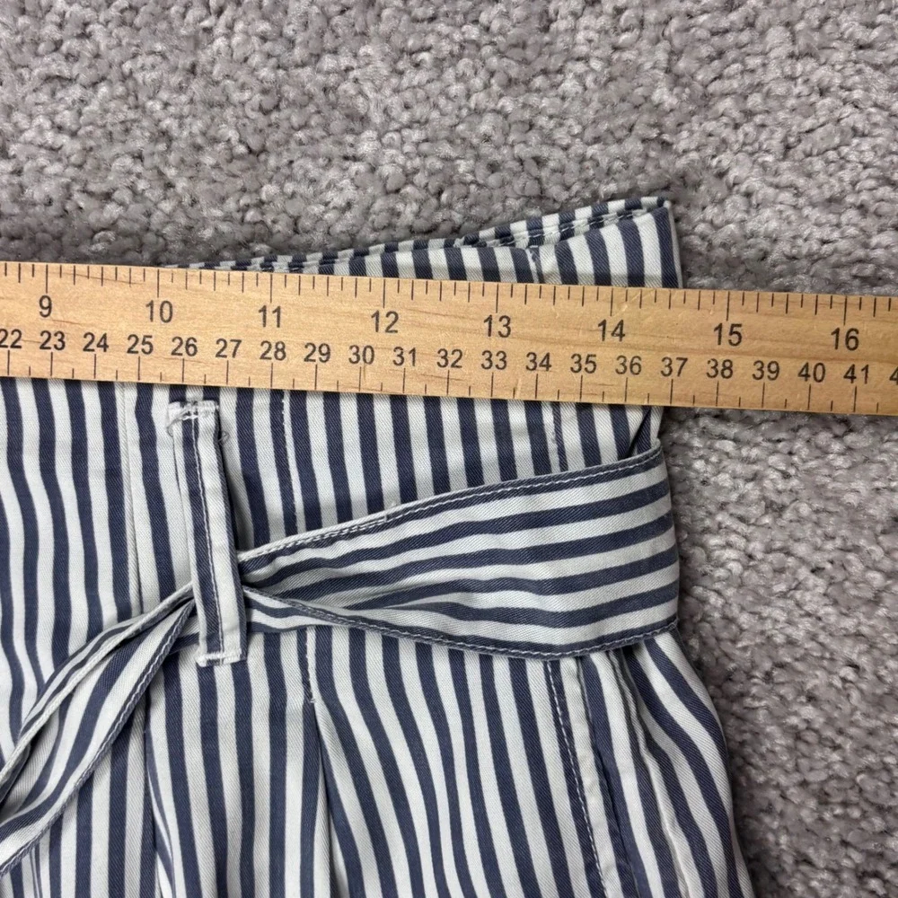Abercrombie & Fitch Blue White Striped High‎ Rise Paperbag Waist Belted Shorts M